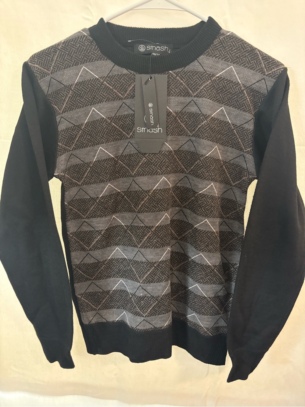 Smash Kids Black & Gray Geometric Sweater